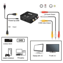 HDMI To AV RCA CVBS Adapter 1080P Audio Video Converter for PS3 PS4 DVD PC To TV