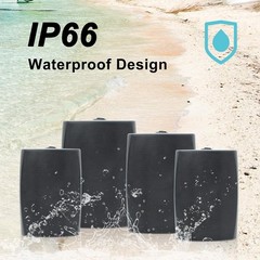 Herdio 4 Pack 6.5″ Outdoor Bluetooth Speakers 800W Total Waterproof Wall Patio