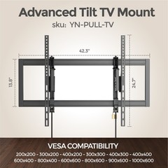 ynVISION.DESIGN Tilt TV Wall Mount for most Large TVs 55-105 in | Pulls Out 7in