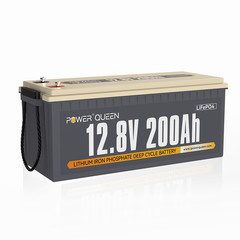 Power Queen 12V 200Ah LiFePO4 Lithium Battery 2560Wh w/BMS for Solar RV Marine