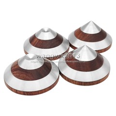 3x 46mm Rosewood + Stainless Steel Floor Speaker Shockproof Spike Pad Base Stand