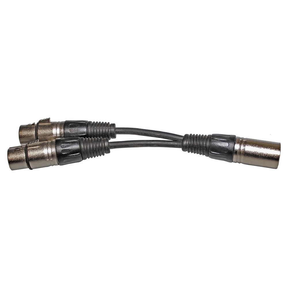 3pin XLR MALE plug to dual 2 FEMALE jack Y SPLITTER cable adaptor 1ft foot cord