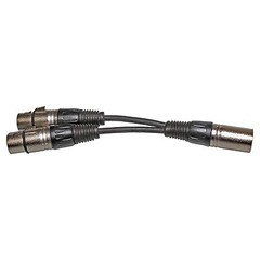 3pin XLR MALE plug to dual 2 FEMALE jack Y SPLITTER cable adaptor 1ft foot cord