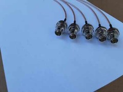 5 pack US MADE BNC female to 1.0/2.3 DIN male RG179 SDI pigtail cable 75ohm 1 FT