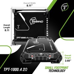Timpano TPT-1000.4 Amplifier 2 Ohms Compact 4 Channel Full Range Digital Amp