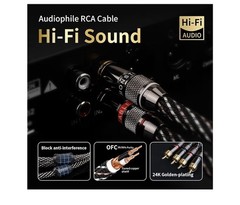 YYTCG Hi-Fi Audio RCA Cable Gld Pltd Shielded OFC Copper 7mm Nylon Braided 9.4ft