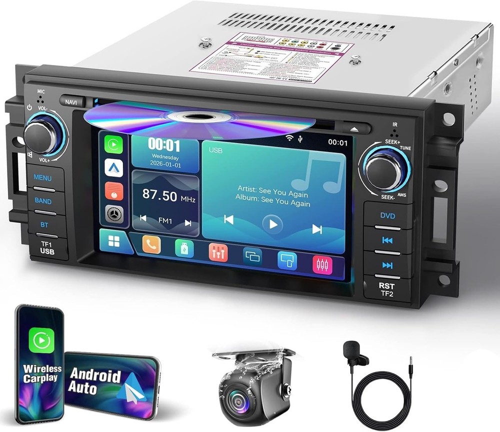 For Jeep Wrangler Unlimited 2007-2015 Car CD DVD Stereo CarPlay GPS Navi camera