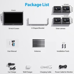 10.1″ Wireless Monitor DVR 4x Solar Magnet Standby Backup Camera For Trailer RV