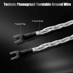 HiFi 3 Cores Copper Silver Plated Audio Cable Ground Wire U Fork Spade Connector