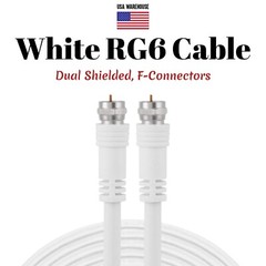 RG6 Coaxial White Cable Dual SHIELDED Extension Coax Satellite TV Antenna Wire