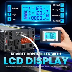 2500W Pure Sine Wave Power Inverter 12V to 120V ATS Remote 5000W Peak New