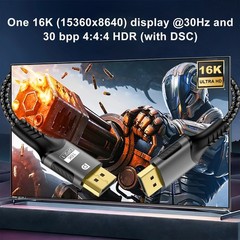 DisplayPort 2.1 Cable 8K 120Hz 4K 240Hz HDR DP Cable for Monitor TV