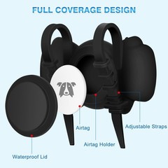 Airtag Dog Collar Holder – Silicone IPX8 Waterproof Cat 2 Black