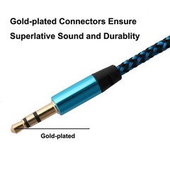Blue 10ft Long AUX Cable Jack Gold-Plated Plug Audio Wire Cord for iPod Phone