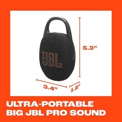 Clip 5 – Ultra-Portable, Waterproof & Dustproof Bluetooth Speaker, Big Black