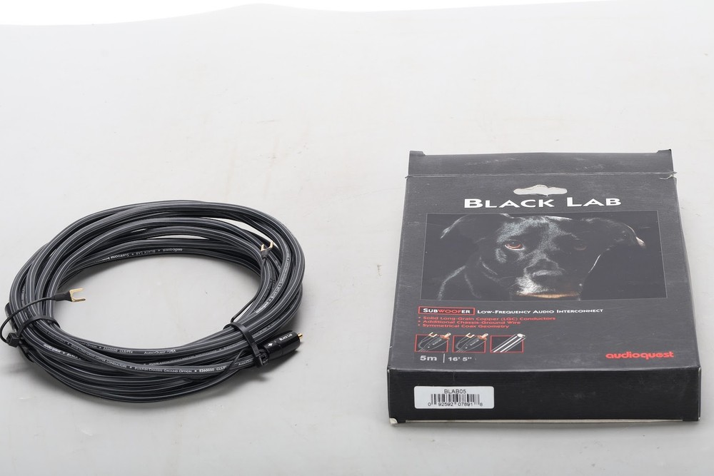 Audio Quest Black Lab 5M 16.5FT Subwoofer RCA Cable BLAB05 – New Open Box