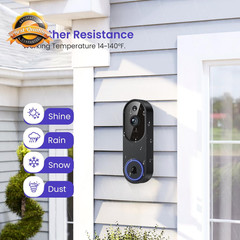 Smart WiFi Video Doorbell Camera 1080P AI Motion Night Vision Battery 2.4G