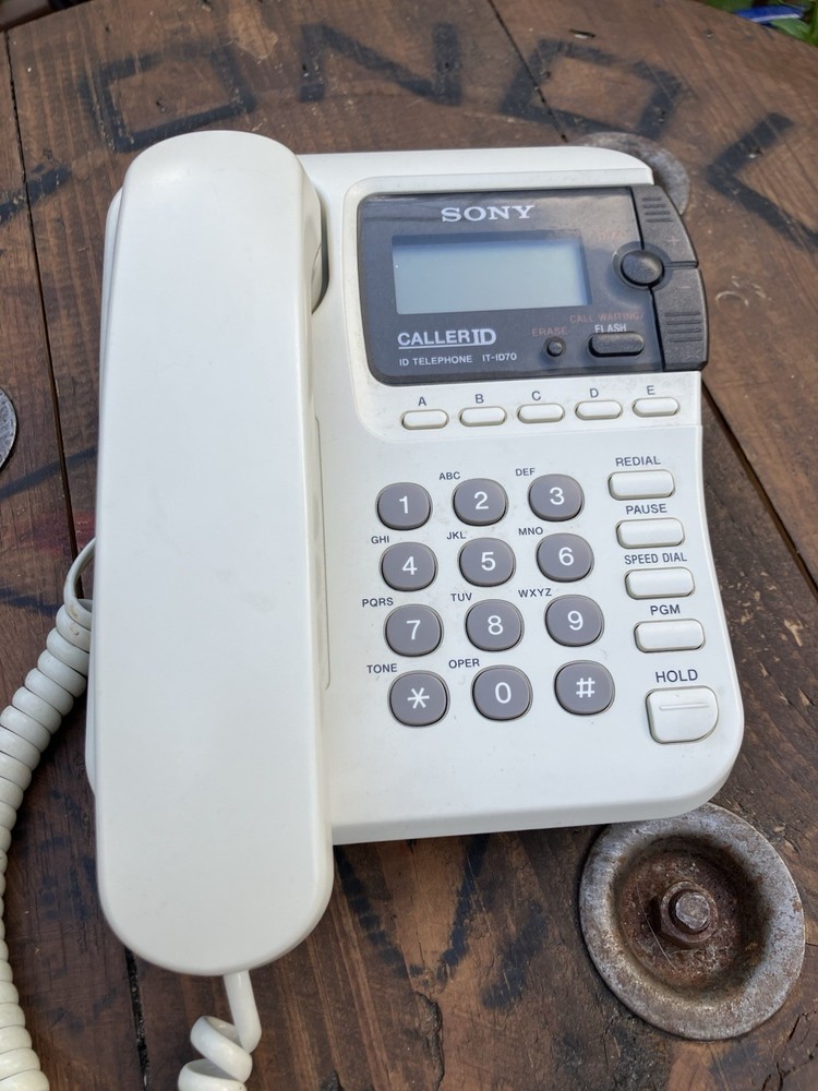 Sony IT-ID70 Caller ID Corded Desk Phone White Vintage Landline Telephone