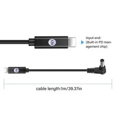 USB C to DC5521 Charging Cable for Easy Portability and Storage 5V 9V 12V15V 20V