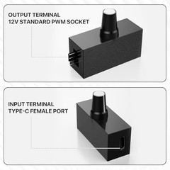 4-Pin 12v PWM Fan Controller with USB-C Power Supply and 4-Pin 5-Way Splitter