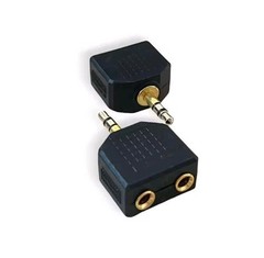 1 Male to 2 Female Gold Plated 3.5mm Y Audio Splitter Headphone Adapter Black Y