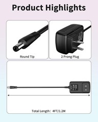 13V 1Amp Power Adapter Supply 100-240 AC to DC 13Volt 1000mA 5.5mmx 2.5mm Plug