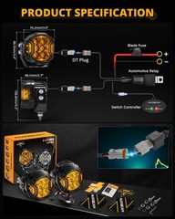 AUXBEAM 3″inch 108W Side Shooter LED Work Driving Light Spot Fog Pods Amber DRL