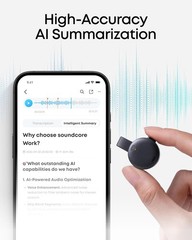 soundcore Portable AI Voice Recorder, AI Transcription, Summarization (Black)