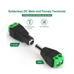 100 PCS 12V DC Male+Female Power Connector 5.5×2.1mm Power Jack Plug Adapter LOT