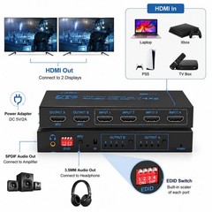 4K 60Hz HDMI Matrix Switcher Splitter 4×2 4 In 2 Out Support ARC EDID