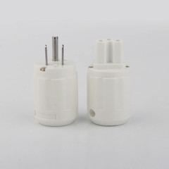 Pair Gold/Rhodium Plated US AC Audio Mains Plug IEC C15 HiFi Power Wire Connetor