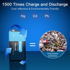 9V Lithium Batteries Kratax USB 9V Rechargeable Batteries and 4in1 Charger Cable