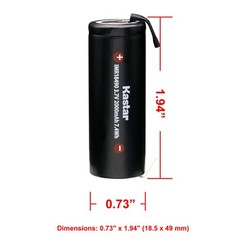Kastar 2-Pack 18500 3.7V 2000mAh Rechargeable Batteries with Tabs