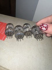 Matched Set of 4 GE 6386 Five-Star Vacuum Tubes White Letter USA Audio Fairchild