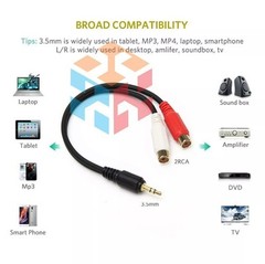 3.5mm AUX Stereo to 2 RCA Female Audio Y Cable Adapter Cord MP3 iPod Music AV