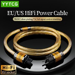 YYTCG 7N OCC Silver Plated Audiophile Power Cable Carbon Fiber Rhodium Plug