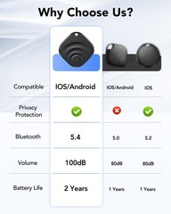 2026 Air Tracker Tags Item Locator for Android & iOS Bluetooth classic black