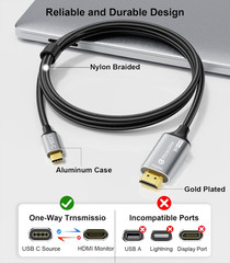 Reborn USB C to HDMI 2.1 Cable [8K@60Hz,4K@144Hz,2K@240Hz] 3FT Type C to HDMI 8K