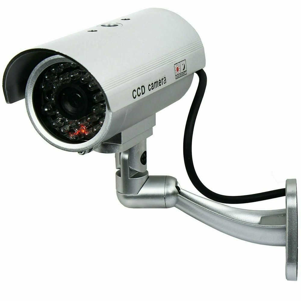 IR Bullet Fake Dummy Surveillance Security Camera CCTV & Flashing Record Light