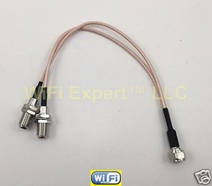 F TV Male to Y type 2X F Female Splitter Combiner cable pigtail RG316 USA Asmbld