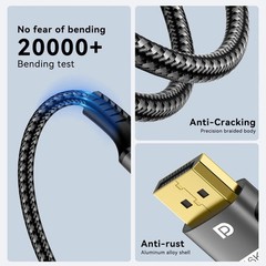 DisplayPort 2.1 Cable 16K 8K@120Hz 4K@240Hz 80Gbps HDR DP Gaming Cable