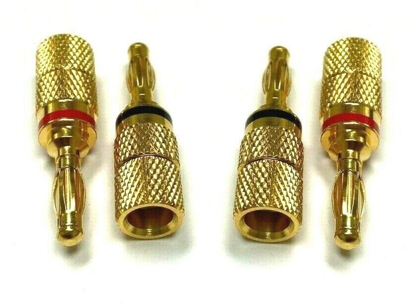 4pc Audio Gold Plated Speaker Wire Connector Banana Plug Jack Open End Home Car