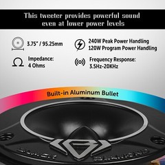 Black Diamond DIA-T1 3.78″ Super Bullet Tweeter 240W 4 Ohms Built in Crossover