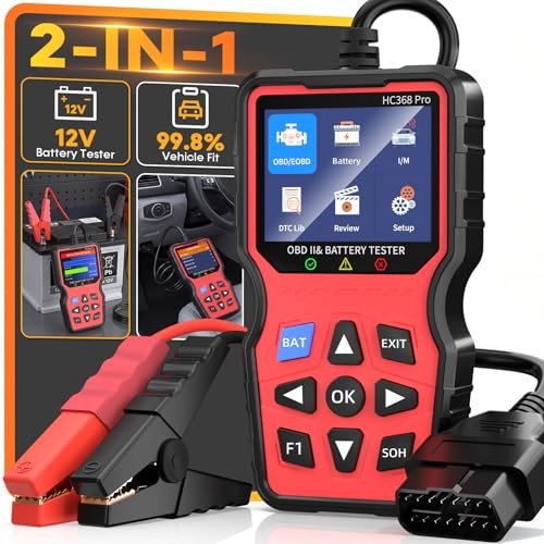 Easy to Use 2-in-1 OBD2 Scanner with Battery Tester: 1S Read & Clear Check