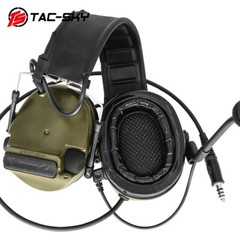 TS TAC-SKY COMTAC III Tactical Headse Removable headband & K 2 Pin Plug Ptt