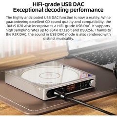 FiiO DM15 Portable Stereo CD Player with True 24Bit R2R DAC (Black)