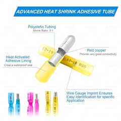 200PCS Heat Shrink Spade Connectors Kit 22-10 AWG Female Male Spade Terminlas