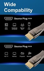 35FT Hybrid Active Optical Fiber HDMI Cable; 8K@60Hz 4K@120Hz 48Gbps CL3 Rated