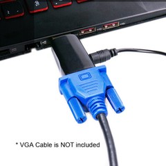 HDMI Male to Gold-Plated VGA Female Adapter w/ 3.5mm Audio Port f PC/Laptop/HDTV