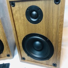 Angel’s Horn Bookshelf Speakers Wood Grain Pair Tested & Working 18W 4ohm
